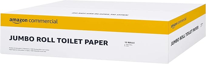 AmazonCommercial 2-Ply White 9' Jumbo Roll Toilet Paper/Bath Tissue (416972)|Bulk for Business |Septic Safe |Compatible with Universal Dispensers|FSC Certified |1000 feet per Roll (12 Rolls)()