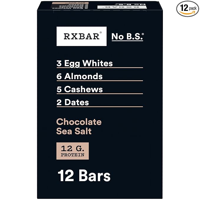 RXBAR Protein Bars, Protein Snack, Snack Bars, Chocolate Sea Salt, 22oz Box (12 Count)