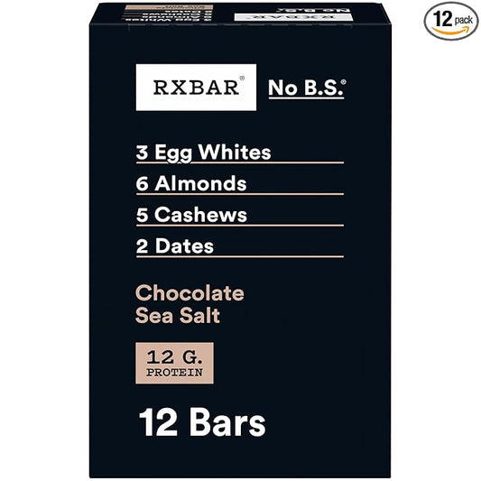 RXBAR Protein Bars, Protein Snack, Snack Bars, Chocolate Sea Salt, 22oz Box (12 Count)