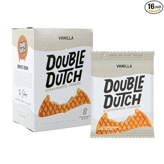 Double Dutch Stroopwafel Cookies – 2 Pack – 16 Waffles – Caramel, Blueberry, Vanilla, Chocolate Salted Caramel (16 Count, Vanilla)