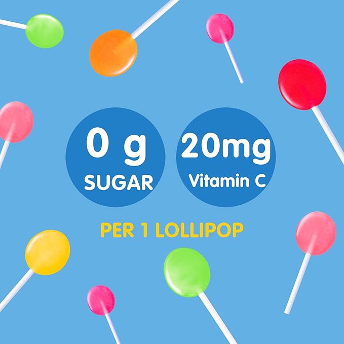 DC24 DAILY CARE Lollipops, Sugar free Suckers, Rich in Vitamin C Pops, Anti Cavity, Natural Fruit Assorted Flavors 24 Lollipops for Kids, Allergy Friendly, Gluten Free, Non-GMO, 5 OZ