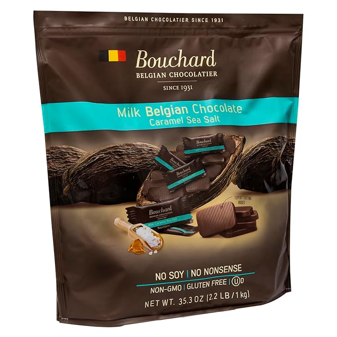 Bouchard Belgian Milk Chocolate Caramel Sea Salt Napolitains 35.3 OZ (2.2 LB/1KG)