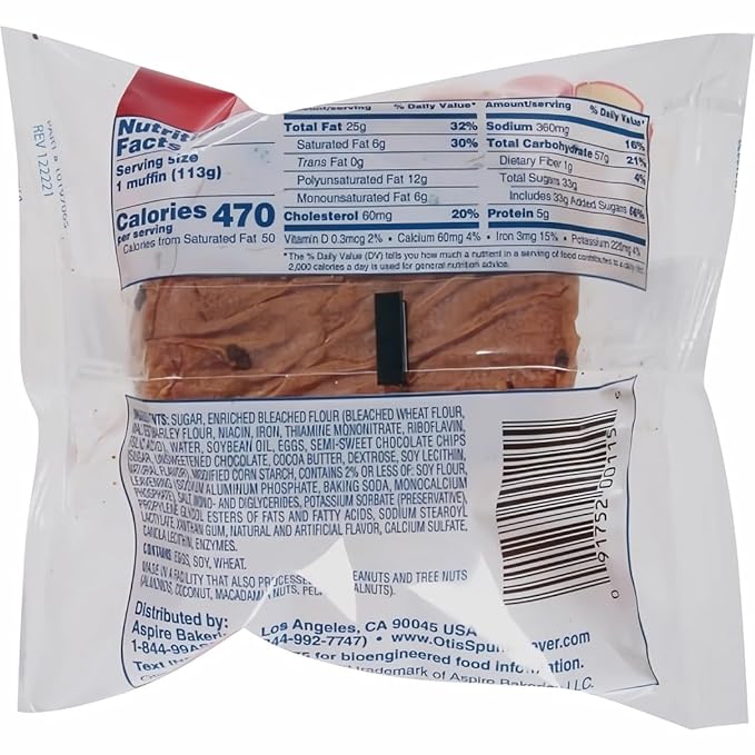 Otis Spunkmeyer Chocolate Chip Muffins Individually Wrapped, 4 Ounce, 24 Count Case
