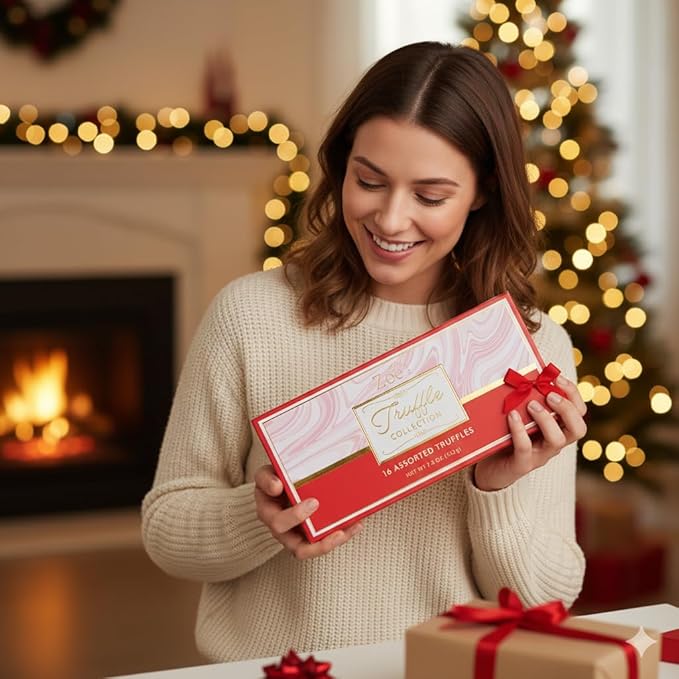 CRAVINGS BY ZOE Valentines Day and Birthday Chocolate Truffles Gift Box | 16 Count | Chocolate Candy Gifts | Gourmet Assorted Chocolate Food Gift Basket | Birthday Gifts for Women Men Mom Dad Adults Couples Families