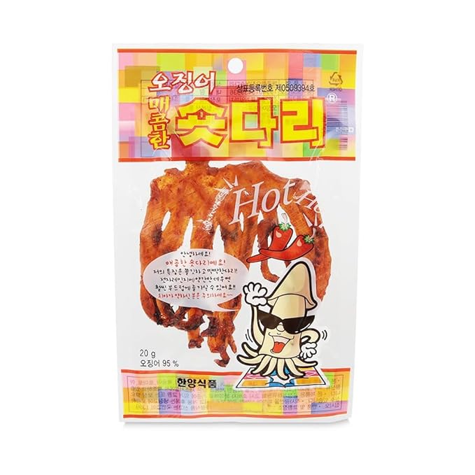 Sookwang K-Food Dried Squid Legs Only Legs Hot Flavor Snack Sweet and Savory Seasoned (0.7oz X 10 Packs) Chewy Calamari Korean Snack