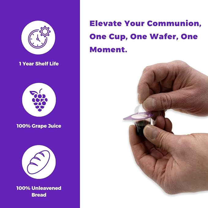 Kingdom Prefilled Communion Cup with Wafers(100 ct-red juice) Sealed in a Single-Serving Container with Upto 1-Year Shelf Life, Perfect for Holy Eucharist Celebration in Hospitals,Summer Camps, and more!