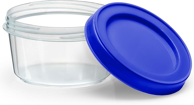 DecorRack 12 Pack - 7 oz Plastic Food Storage Containers with Screw Lids, BPA-Free, Reusable Stackable Jars for Portion Control, Snacks, Travel, Kitchen, Freezer, Art and Craft (Assorted Color)