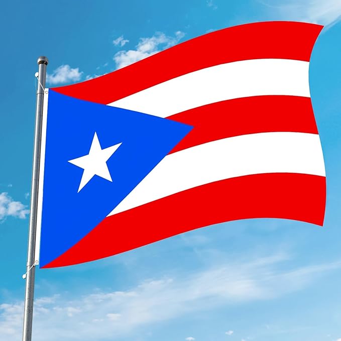 AhfuLife Puerto Rico Flag 3x5 Ft, Large Puerto Rican Flags for Outside - Double Side with Brass Eyelets for Puerto Rican Party Decorations, Soccer Party Bar Garden Decoration Indoor Outdoor