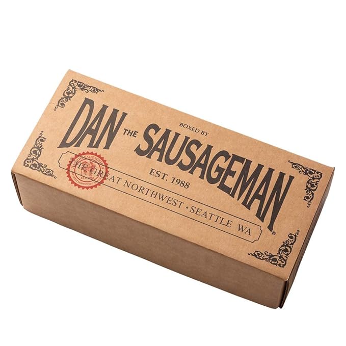 Dan the Sausageman Rainier Gourmet Gift Basket – Original & Garlic Summer Sausages, Sweet Hot Mustard, Pretzels, Almond Roca – 11-Items Holiday Snack Box