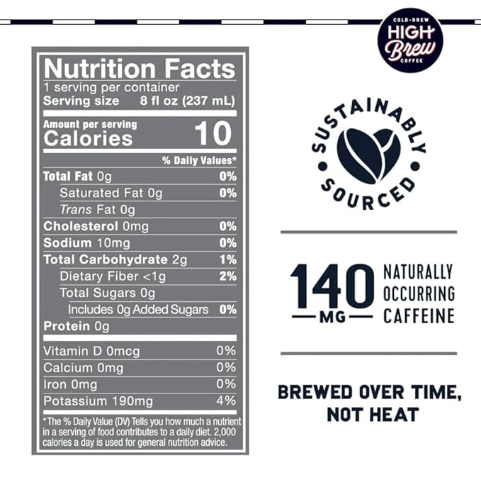 High Brew Coffee | Cold Brew Iced Coffee Variety Pack | Lightly Sweetened with Pure Cane Sugar, 140mg Natural Caffeine, Patiently Brewed & Never Heated, Low-Acid, Ready-to-Drink | 8 oz Cans (Pack of 12) – Includes Double Espresso, Mexican Vanilla, Dark...