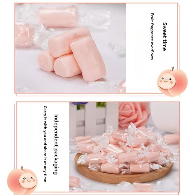 Fruit flavored gummies 17.63OZ (500g), soft and chewy candy snacks, There are three flavors: white peach, apple and pineapple，Independent packaging.