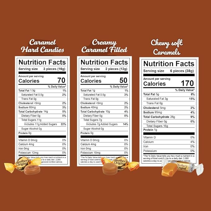 Werther's Original Hard, Creamy Filled & Chewy Caramel Candies, 2 LB Mix – Individually Wrapped Classic, Soft & Creamy Caramels – Made with Real Butter & Fresh Cream – Bulk Bag for Sharing
