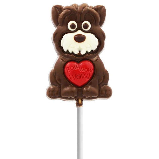 Valentine's White Terrier Puppy Big Chocolate Lollipop Holiday Treats, Milk Chocolate Pop Party Bag Fillers, Individually Wrapped, Kosher Certified, 3oz Chocolate Sucker