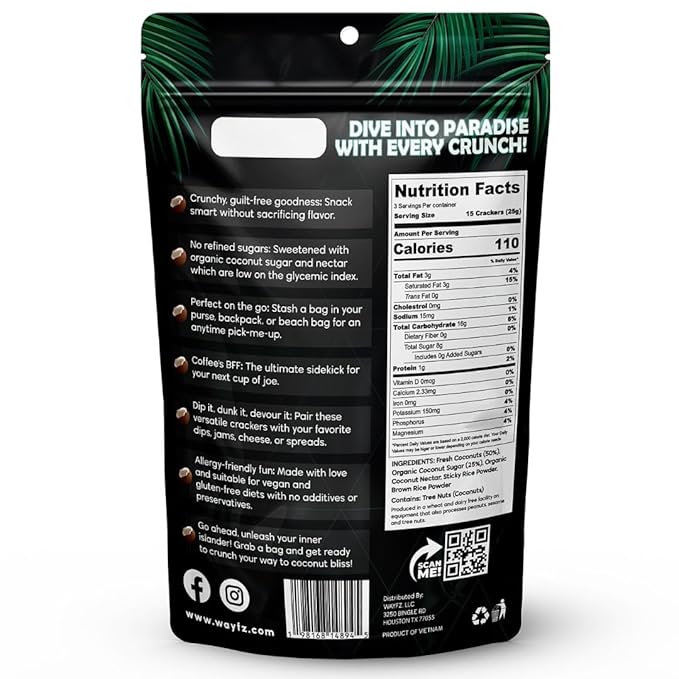 Roasted Coconut Crackers – Vegan Snack & Gluten Free Cracker Made with 100% Real Coconut – Organic, Dairy Free, Non-GMO, Lightly Sweet & Crunchy – 2 Coconuts in Every Bag - (Pack of 5)