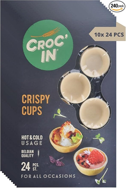 CROC'IN - Neutral Tartlets Shells - Edible Appetizer or Dessert Cups - Mini Pastry Cases - Artisanal Confection - 240 pieces