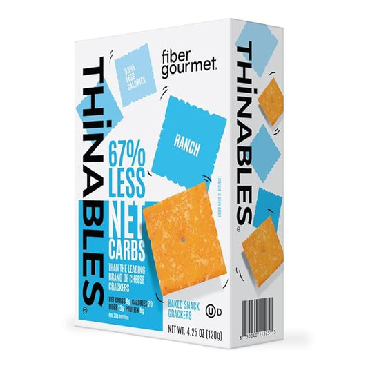 Fiber Gourmet Ranch Thinables Baked Cheese Crackers - Healthy Keto Crackers, Low Calorie High Fiber Snack, 6g Net Carbs, 70 Calories, 13g Fiber, 5g Protein - 4.25 Ounce (pack of 1)