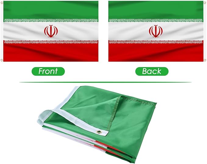 AhfuLife Iran Flag 3x5 Ft, Large Iran Flags for Outside - Double Side with Brass Eyelets for Olympic Party Decorations Bar Garden Street Decoration Indoor Outdoor
