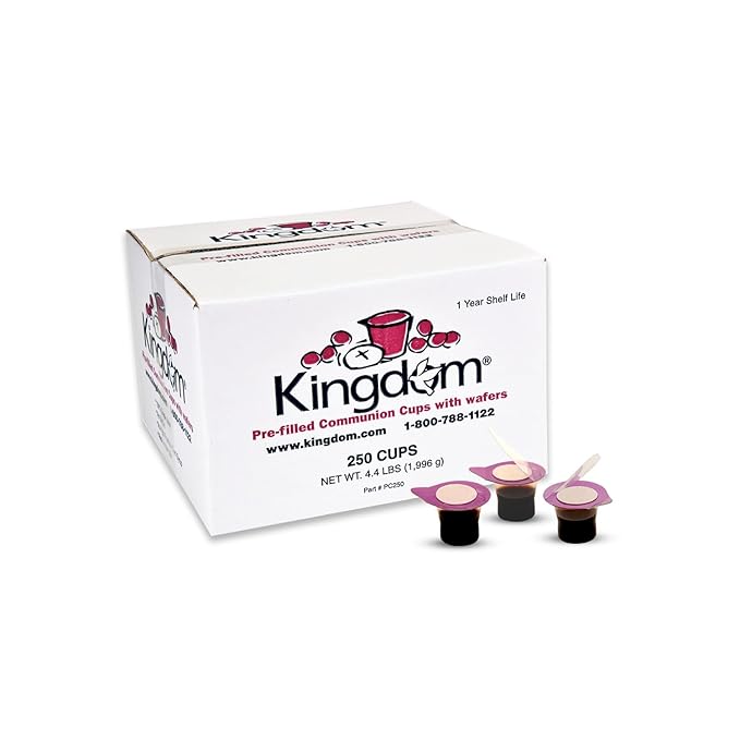 Kingdom Prefilled Communion Cup with Wafers(250ct red juice) Sealed in a Single-Serving Container with Upto 1-Year Shelf Life, Perfect for Holy Eucharist Celebration in Hospitals,Summer Camps, & More