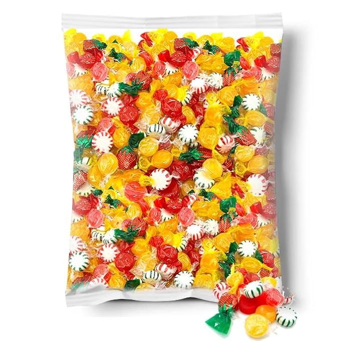 Hard Candy Party Mix | 6 Pound Bulk Bag | Starlight Mints, Strawberry, Cinnamon, Butterscotch, Fruit Flavors | Hard Candy Individually Wrapped - Approx. 450 Count