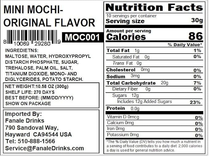 Fanale Mini Mochi Sweet Rice Cake | Original Flavor | White Color Snack for Frozen Yogurt Toppings Ice Cream Toppings Shaved Ice Toppings 300g | 10.6oz | 0.7lb MOC001