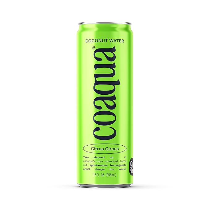 Coaqua Citrus Circus Coconut Water, 12 Pack, Citrus Blend Electrolyte Drink from Real Yuzu Juice, Naturally Zesty Hydration for Everyday Refreshment, 12 Fl Oz Cans