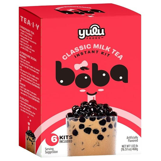 YULU FOODS Instant Bubble Pearls for Classic Milk Tea with Brown Sugar Flavor – 6 Servings
