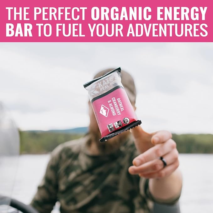 Kate’s Real Food Organic Energy Bars, Non-GMO, All-Natural Ingredients, Gluten-Free and Soy-Free Healthy Snack with Natural Flavors, Oatmeal Cranberry & Almond (Pack of 6)