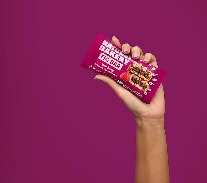 Nature’s Bakery Whole Wheat Fig Bars, Raspberry, Real Fruit, Vegan, Non-GMO, Snack bar, 1 box with 12 twin packs (12 twin packs) (Pack of 2)