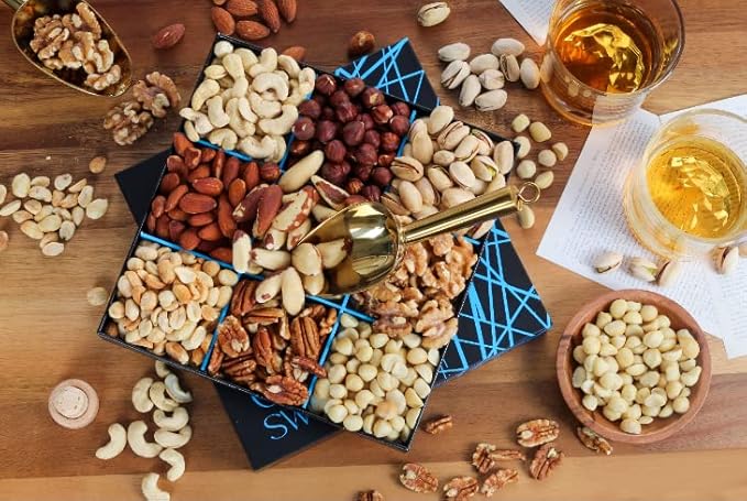 Valentines Day Nuts Gift Basket - Freshly Roasted And Natural Mixed Nut Gift Box - Gourmet Healthy Food Gift for Men/Women - Gourmet Gift, Healthy Gourmet Snack Box for Birthday, Thank You, Congratulations, Corporate, Get Well Soon, Care Package