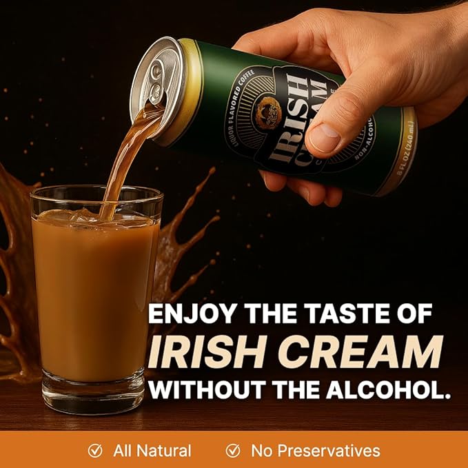 Golden Nest Liquor-Flavored Coffee Latte | Ready to Drink Liquor-Inspired Non-Alcoholic Creamy Beverage | All Natural No Preservatives | 8 Fl Oz Can (Irish Cream, 8 Fl Oz (Pack of 12))