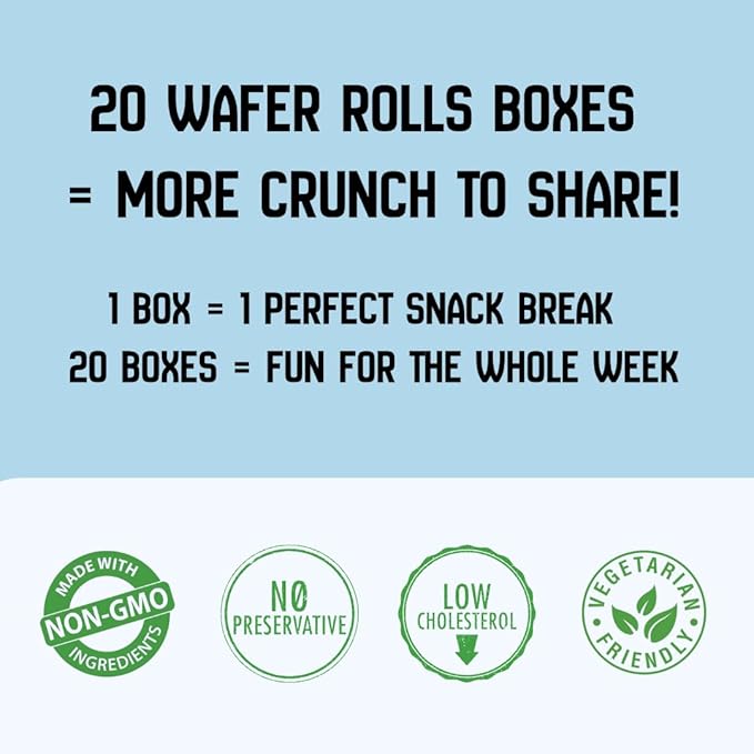 Zyluc Vanilla Wafer Rolls – Crispy Cream-Filled Cookies, Vanilla-Flavored Snack, Portion-Controlled 200 Cal Treat, No Cholesterol or Trans Fat, Premium Dessert Pack, 50g x 20 Boxes
