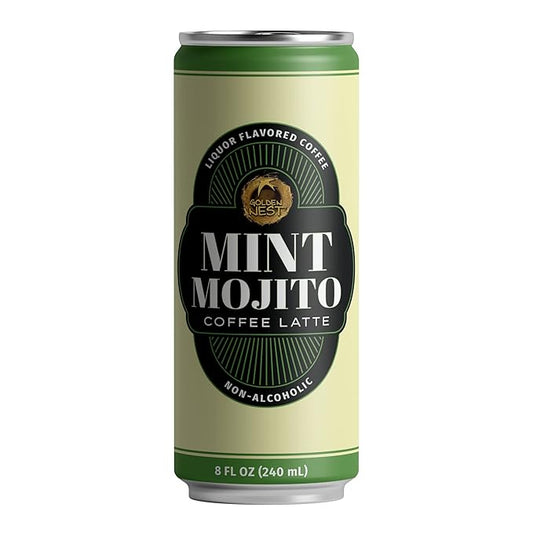 Golden Nest Liquor-Flavored Coffee Latte | Ready to Drink Liquor-Inspired Non-Alcoholic Creamy Beverage | All Natural No Preservatives | 8 Fl Oz Can (Mint Mojito, 8 Fl Oz (Pack of 12))