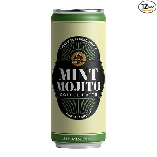 Golden Nest Liquor-Flavored Coffee Latte | Ready to Drink Liquor-Inspired Non-Alcoholic Creamy Beverage | All Natural No Preservatives | 8 Fl Oz Can (Mint Mojito, 8 Fl Oz (Pack of 6))