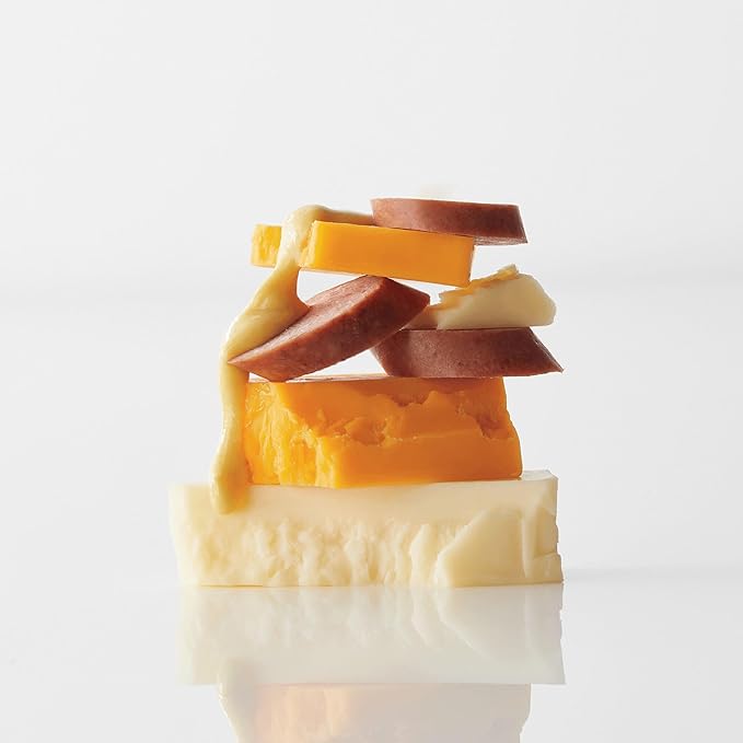The Swiss Colony 27 Favorites Food Gift Box - Assorted Cheeses, Summer Sausage Meats with Christmas Petits Fours Gourmet Mini Layer Cakes Pack of 24 with Traditional Old Fashioned Hard Candy