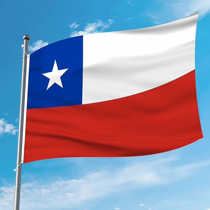 AhfuLife Chile Flag 3x5 Ft, Large Chilean National Flags for Outside - Double Side with Brass Eyelets for Chilean Party Decorations, Soccer Party Bar Garden Decoration Indoor Outdoor