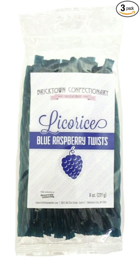 Blue Raspberry Licorice Twists - Fat-Free Old Fashioned Gourmet Blue Raspberry Licorice Candy - Soft & Chewy Texture with Bold Fresh Flavor - Licorice Candy - (8 oz)