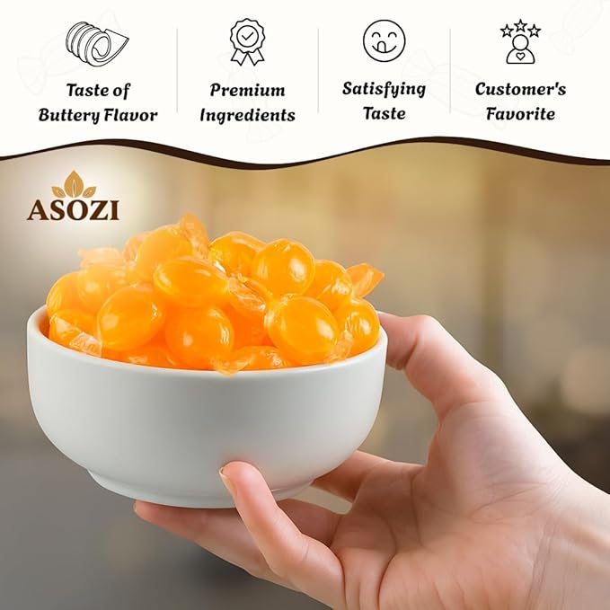 Butterscotch Buttons Hard Candy - Rich and Buttery Flavor, Individually Wrapped for Convenience - Perfect for Candy Dishes, Baked Goods, and Dessert Decorations - 2 lb. Bag butterscotch candy from ASOZI (Butterscotch)