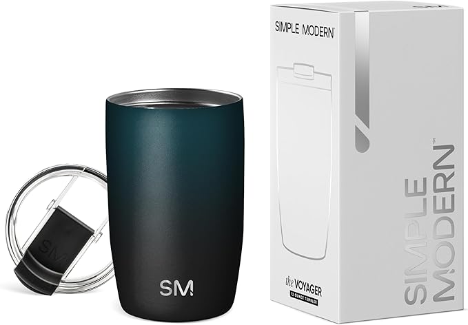 Simple Modern Travel Coffee Mug Tumbler with Flip Lid | Reusable Insulated Stainless Steel Cold Brew Iced Coffee Cup Thermos | Gifts for Women Men Him Her | Voyager Collection | 12oz | Moonlight