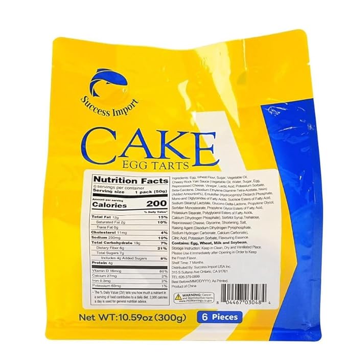 Egg Tarts Cake Snack, 6 Individually Wrapped 9.74oz Egg Tarts Cake,10.59 oz