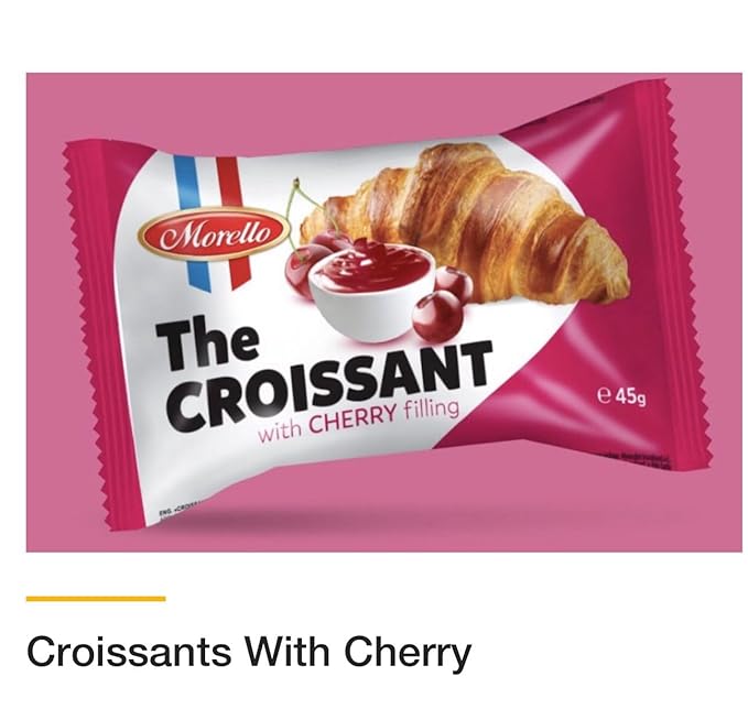 Morello The Croissant with Cocoa Cream Filling, French Style Pastry, 45g (24 in a pack)