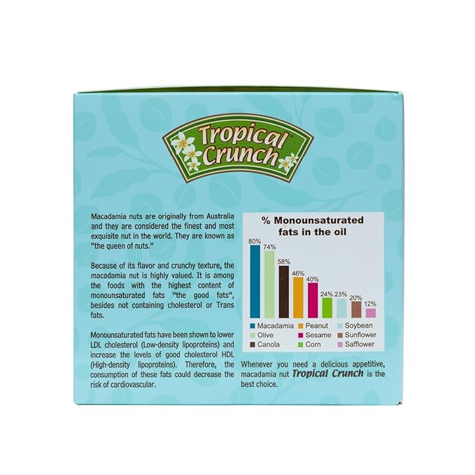 Tropical Crunch Unsalted Macadamia – 12-Pack 1oz Oven-Baked Natural Snack, Vegan, Gluten-Free, Keto-Friendly