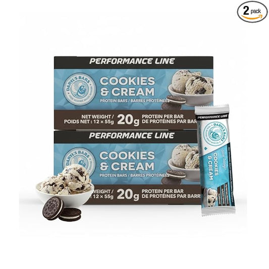 Daryl's Bars Cookies & Cream On the Go Snack On the Go Whey Protein Bars, Gluten Free, Protein Snack, Meal Replacement, Pack of 2