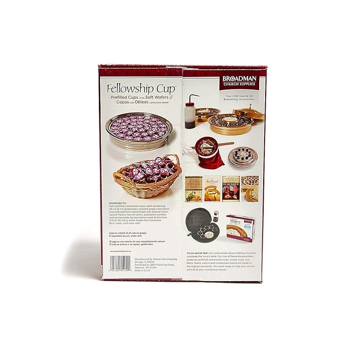 Broadman Church Supplies Pre-filled Communion Fellowship Cup, Juice and Wafer Set, 500 Count