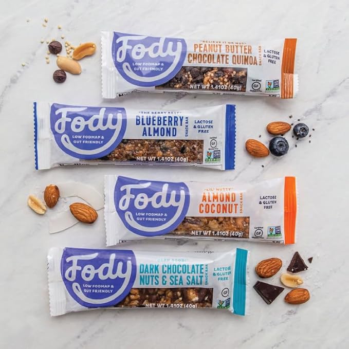 Fody Foods Snack Bars, Almond Coconut, 1.41 Oz (Pack of 12), 6g Protein, Low FODMAP, Gut & IBS Friendly, Vegan, Lactose Free, Non-GMO, Gluten Free