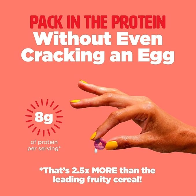 Three Wishes Grain-Free & Protein Cereal - Healthy, Low Sugar & Gluten-Free Breakfast Cereal - Low Carb, Plant-Based, Vegan & Non-GMO - Fruity, 6-Pack