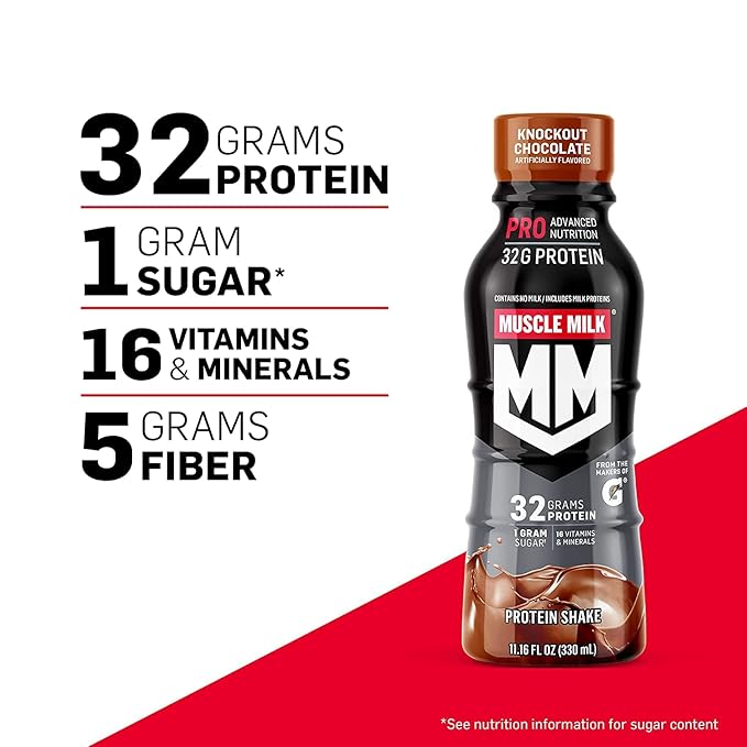 Muscle Milk Pro Advanced Nutrition Protein Shake, Intense Vanilla, 11.16 Fl Oz (Pack of 12), 32g Protein, 1g Sugar, 16 Vitamins & Minerals, 5g Fiber, Workout Recovery, Energizing Snack, Packaging May Vary
