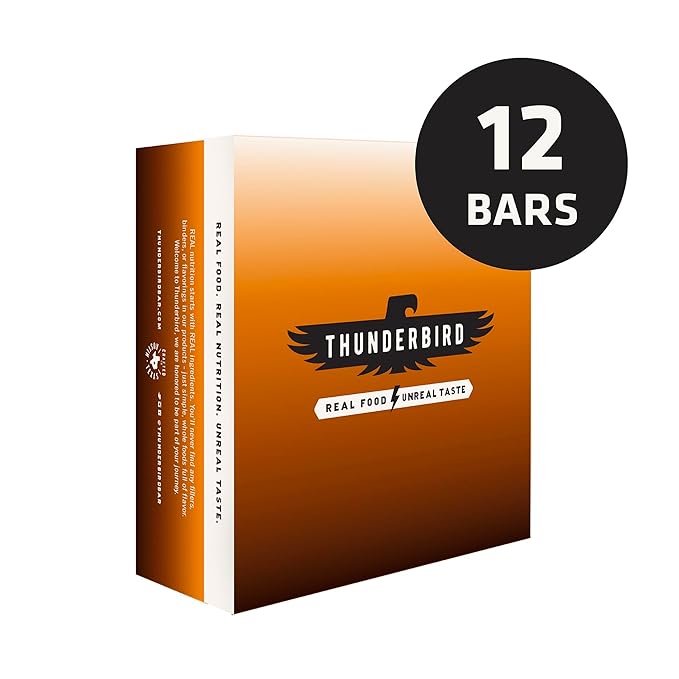 Thunderbird Bars Energy Snack, Gluten-Free with Protein, Healthy Real Food, Vegan Non-GMO, No Added Sugar (12 Count, 1.7 oz. Bars) (Peanut Butter Brownie)