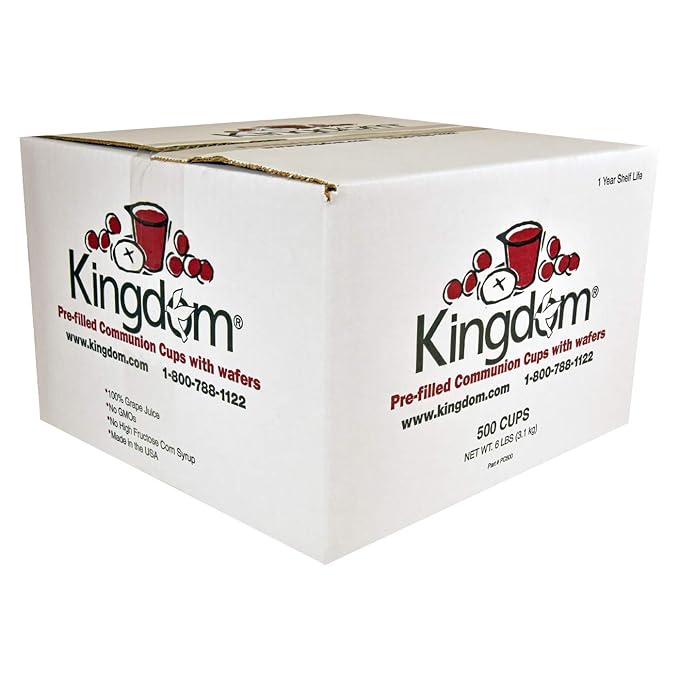 Kingdom Easy Open Prefilled Communion Cup with Wafers(500ct) Sealed in a Single-Serving Container with Upto 1-Year Shelf Life, Perfect for Holy Eucharist Celebration in Hospitals, Summer Camps, and more!