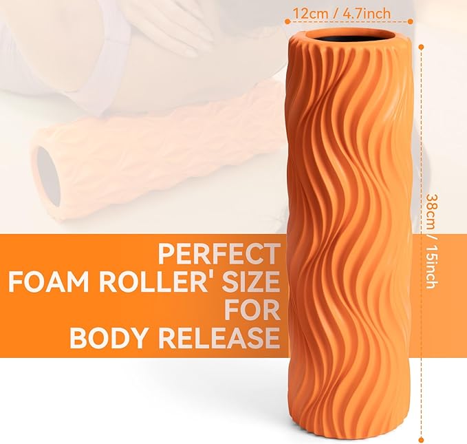 SUBCULTUREPICK Foam Roller - Muscle Massage Roller for Back Pain & Stretching - Ergonomic Wide Wave Textured - Deep Muscle Massage Pilates Yoga, Athletics, Fitness Exercise for Whole Body