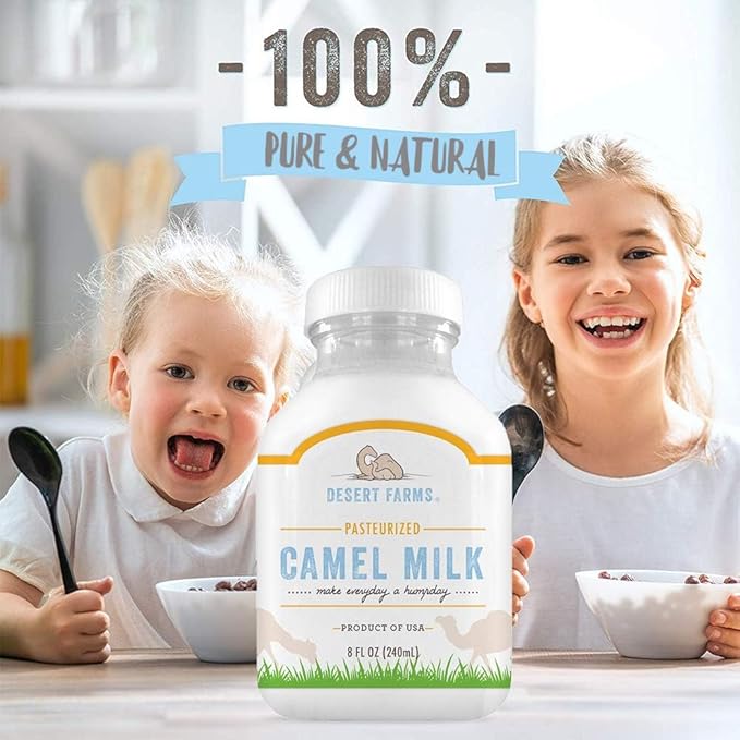 Desert Farms - Organic Fresh Frozen Camel Milk - Fresh Flavor with Health Benefits - Pure & Natural Grade A - Allergen Free Milk from Healthy Camels in Midwest - Made In The USA (12 Pack)